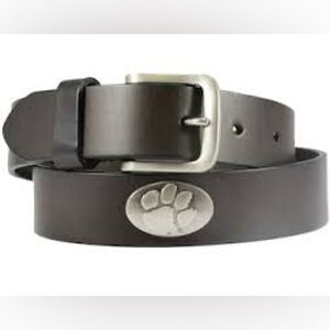 CLEMSON 36 Collegiate Zep-Pro Full Grain Brown Leather Concho Medallion Belt